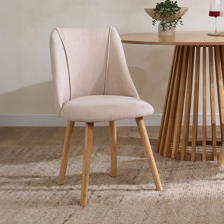 Kylo Dining Chair - Set of 2 - Beige - Fabric and Oak