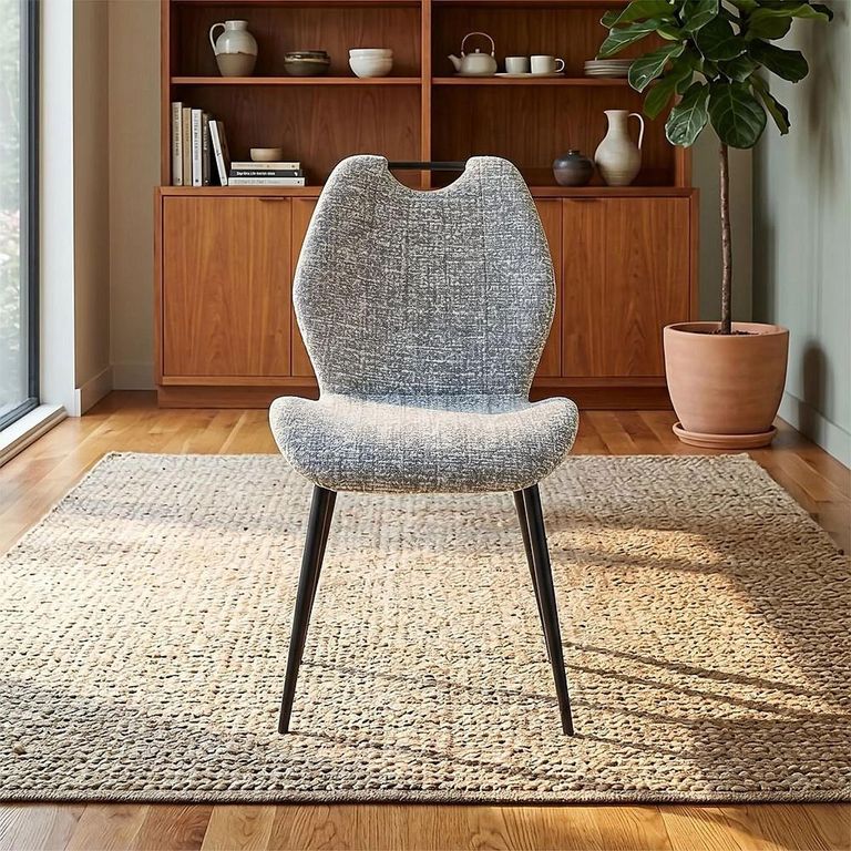 Clearance - Turin Dining Chair - Set of 2 - Light Grey and Black - Fabric and Metal - FSS17523