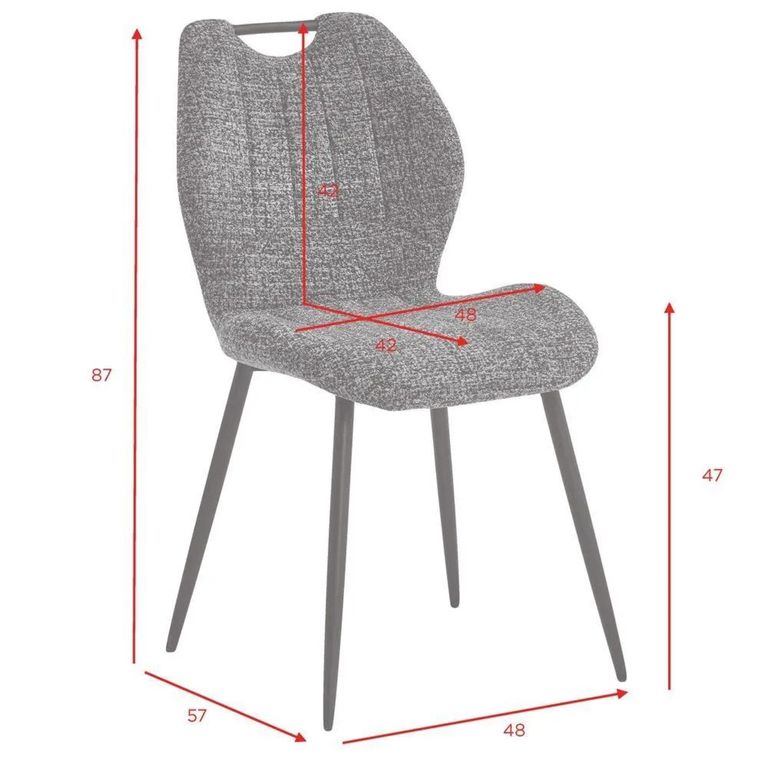 Clearance - Turin Dining Chair - Set of 2 - Light Grey and Black - Fabric and Metal - FSS17523
