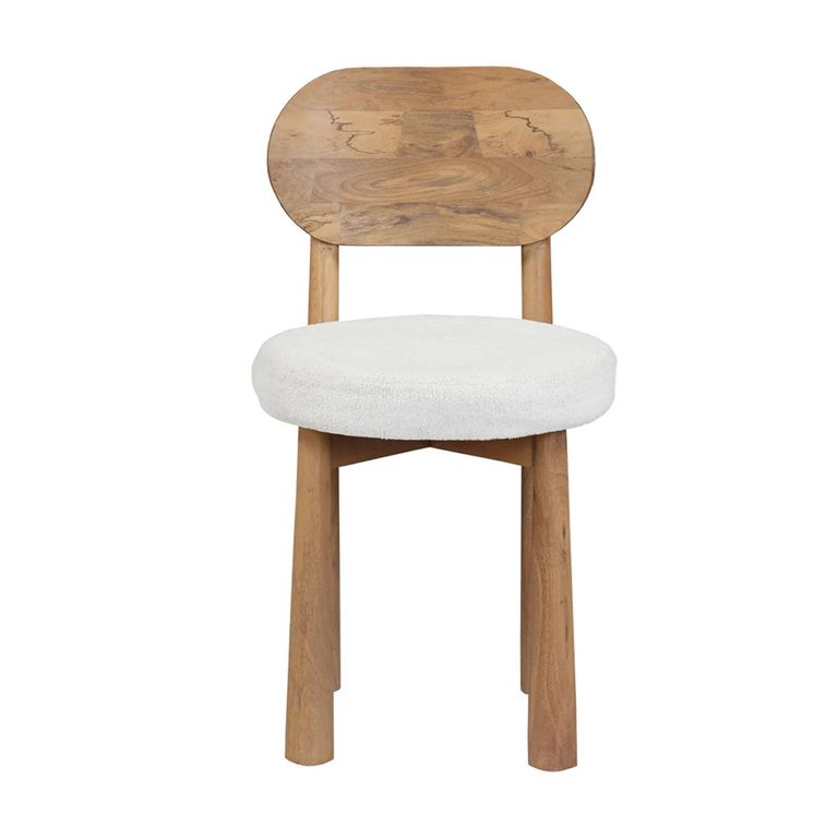 Austin Dining Chair - Set of 2 - Natural and Ivory - Mango Wood and Fabric