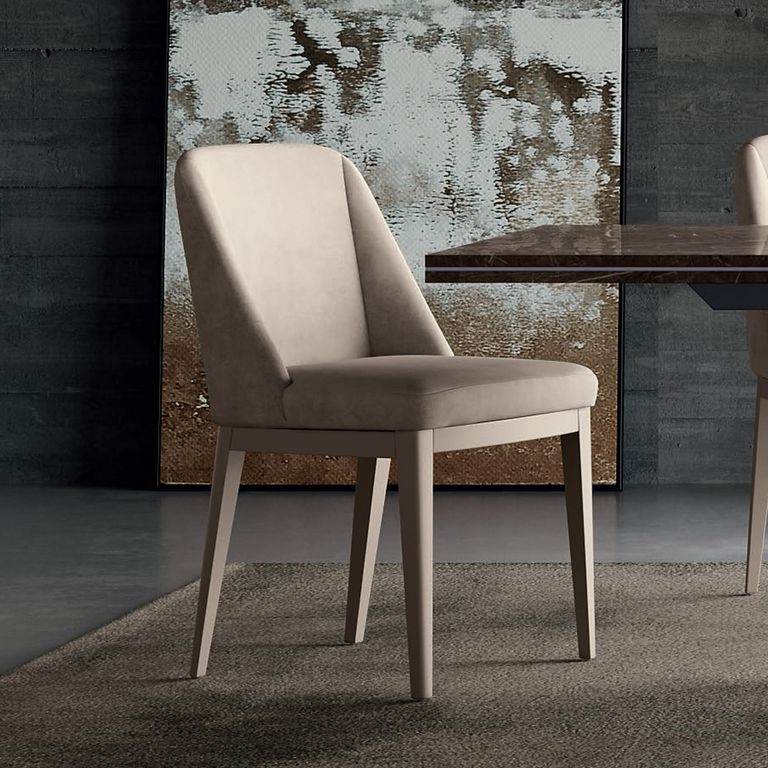 Fidia Italian Dining Chair - Cream Velvet - Fabric and Wood