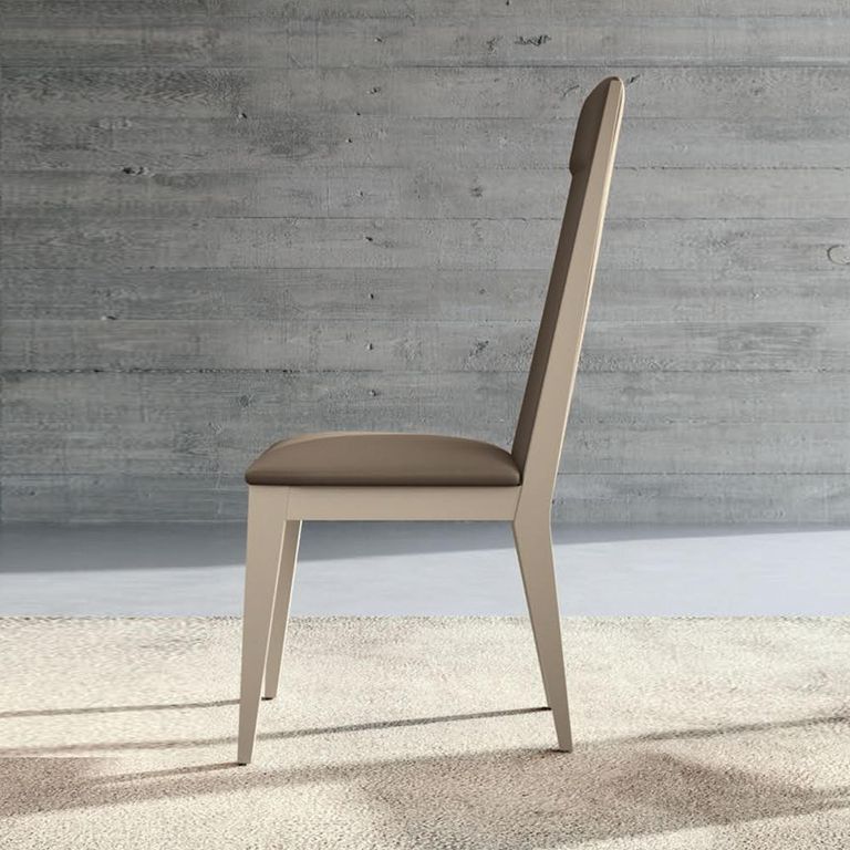Fidia Italian Dining Chair - High Back - Cream - Faux Leather and Wood