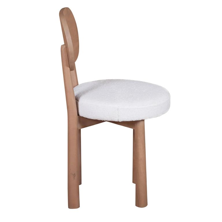 Indus Dining Chair - Set of 2 - Curved Back - Pale Taupe and White - Mango Wood and Fabric