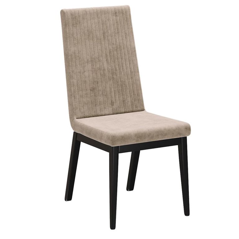Krystal Italian Dining Chair - Fluted High Back - Beige and Black - Fabric and Wooden