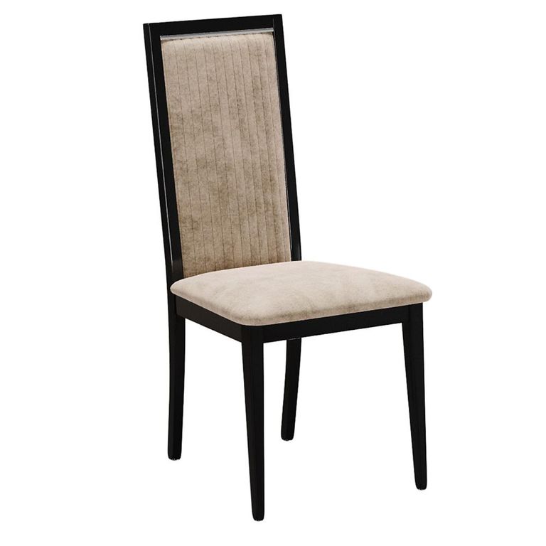 Krystal Italian Dining Chair - High Back - Beige and Black - Fabric and Wooden