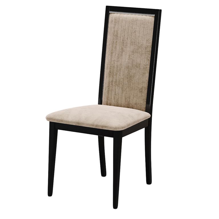 Krystal Italian Dining Chair - High Back - Beige and Black - Fabric and Wooden