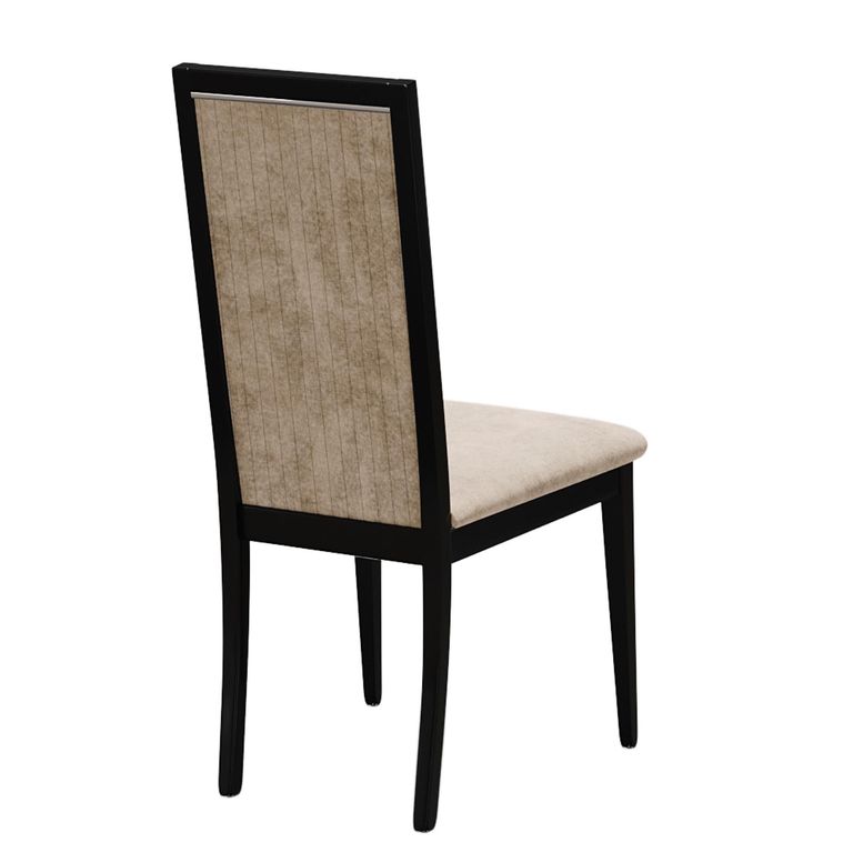 Krystal Italian Dining Chair - High Back - Beige and Black - Fabric and Wooden