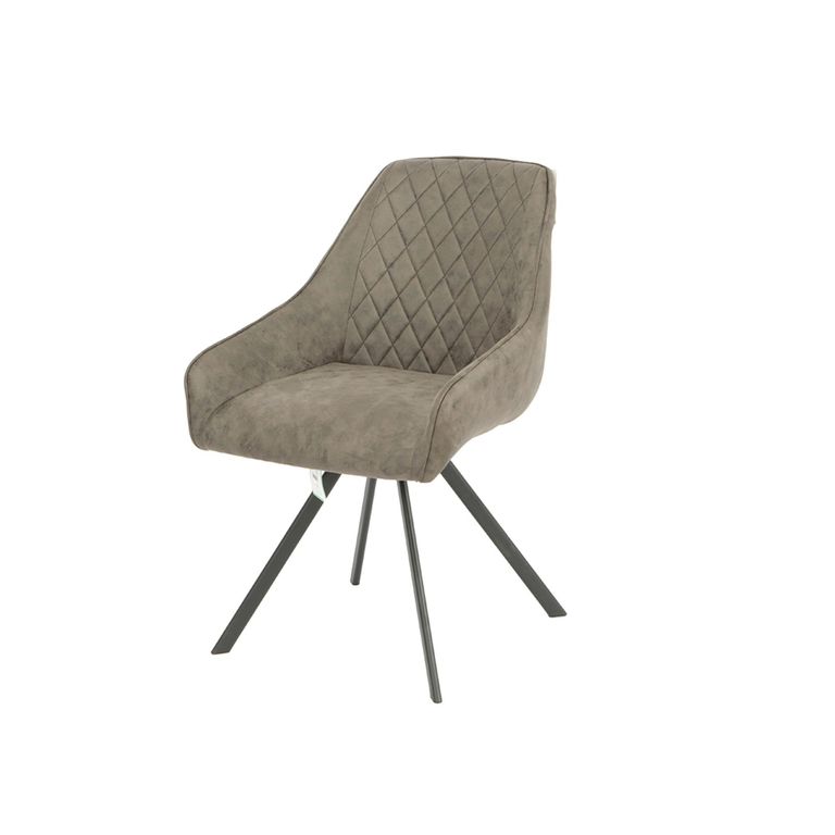 Bali Swivel Dining Chair - Set of 2 - Grey and Black - Fabric