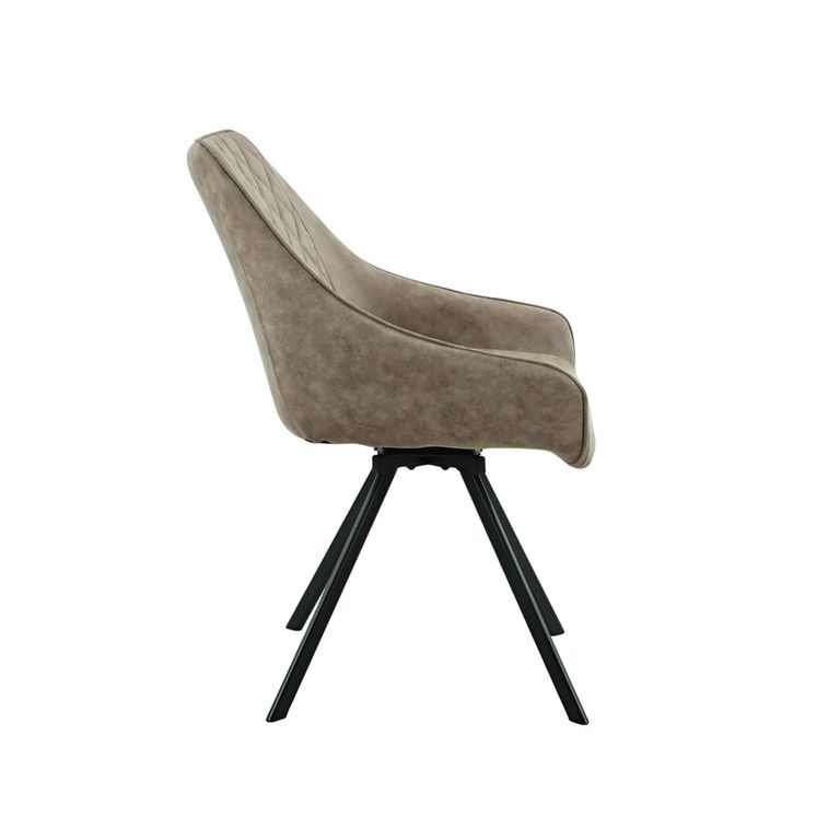 Bali Swivel Dining Chair - Set of 2 - Mink and Black - Fabric