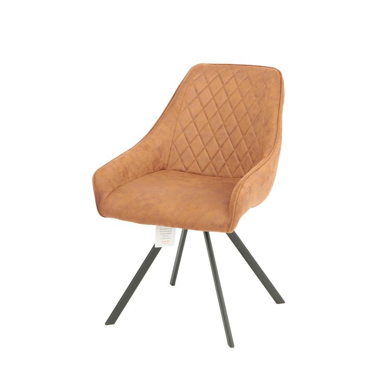 Bali Swivel Dining Chair - Set of 2 - Tan and Black - Fabric