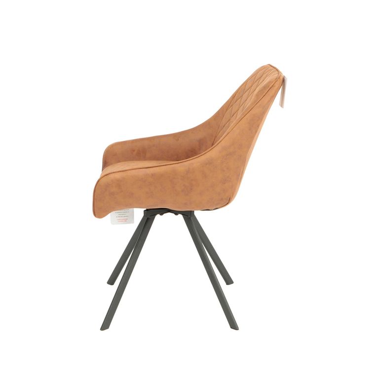 Bali Swivel Dining Chair - Set of 2 - Tan and Black - Fabric