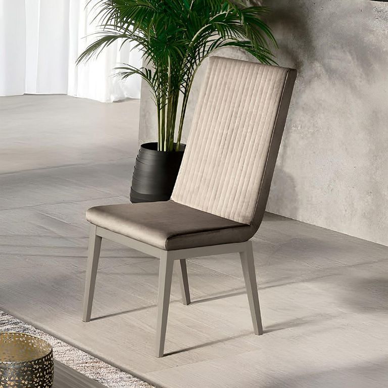 Volare Italian Dining Chair - Flute Stripe - Venetian Grey - Fabric