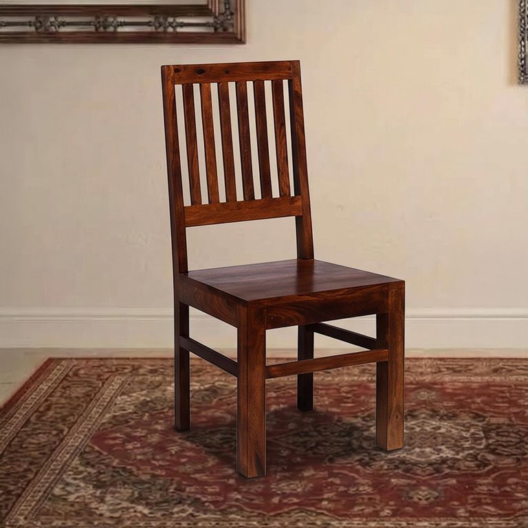 Indian Dining Chair - Set of 2 - Slatted Back - Sheesham Wood