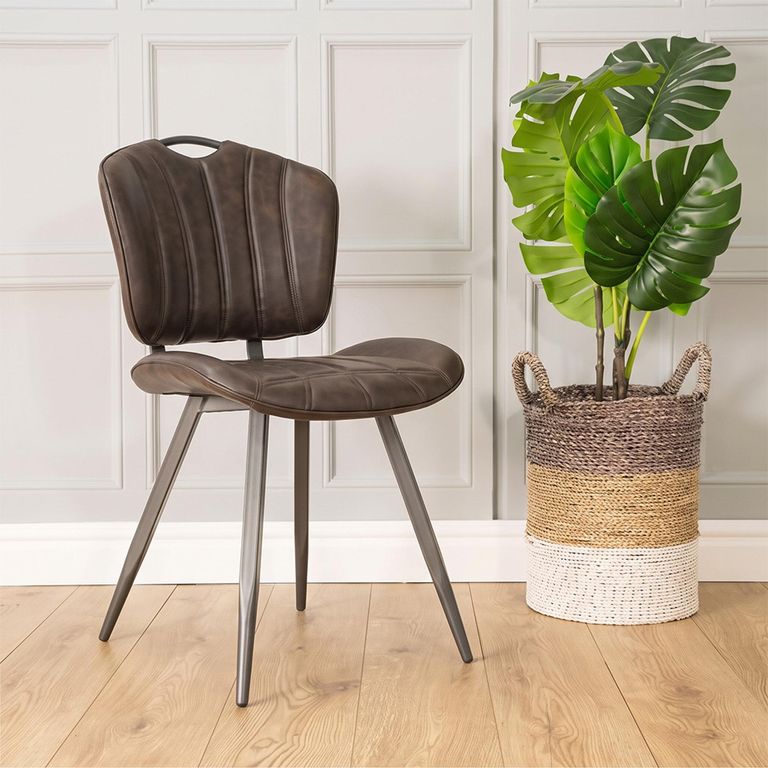 2 x Gustavia Dining Chairs Chestnut Vintage Leather