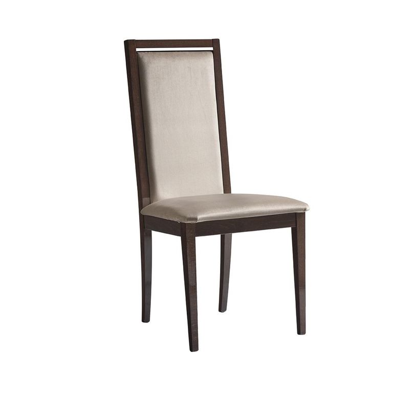 Volare Italian Dining Chair - Liscia - High Back - Beige and Walnut - Fabric