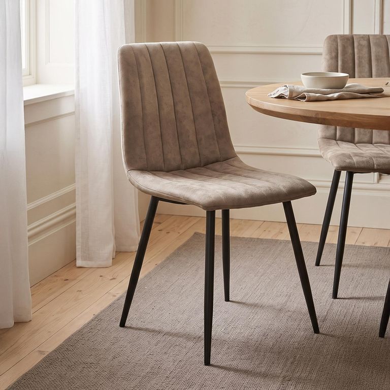 2 x Lucca Mink and Black Fabric Dining Chair