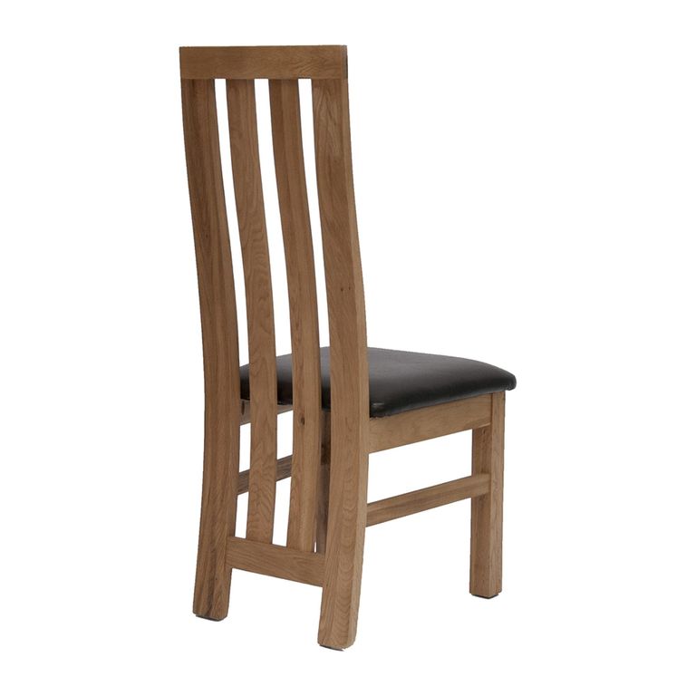 Paris Dining Chair - Set of 2 - Oak - Dark Brown Leather