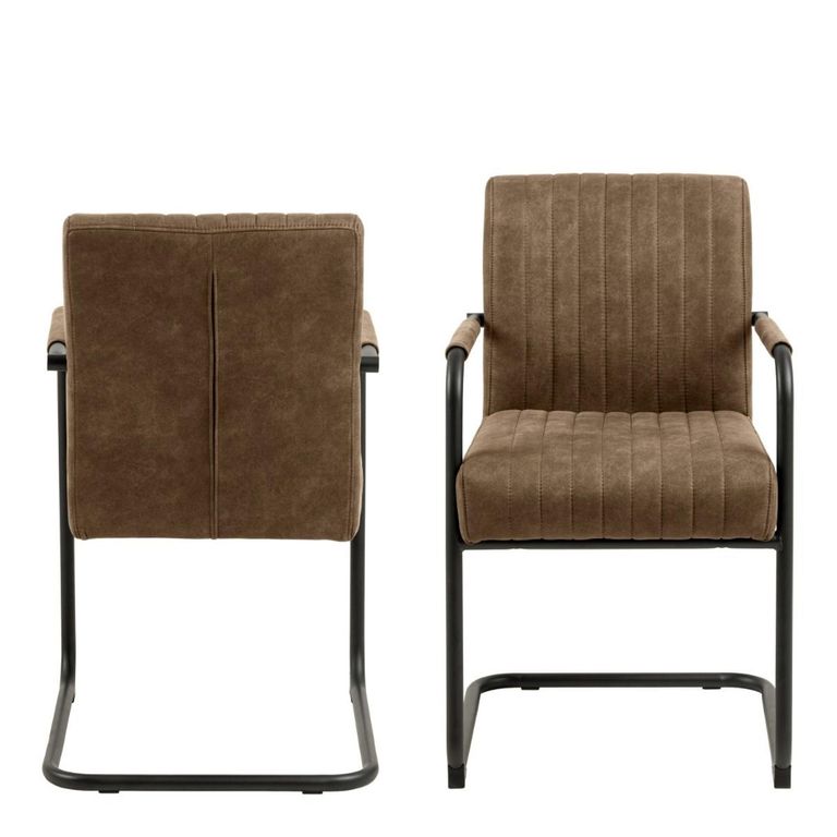 Adele Dining Chair - Set of 2 - Light Brown Fabric