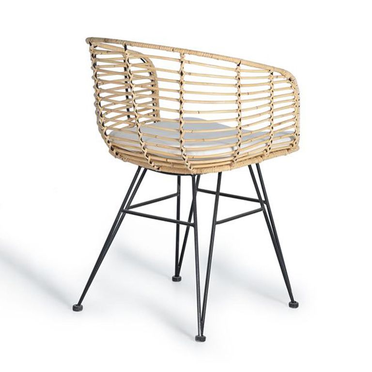 Angie Dining Chair - Rattan and Metal - Set of 2