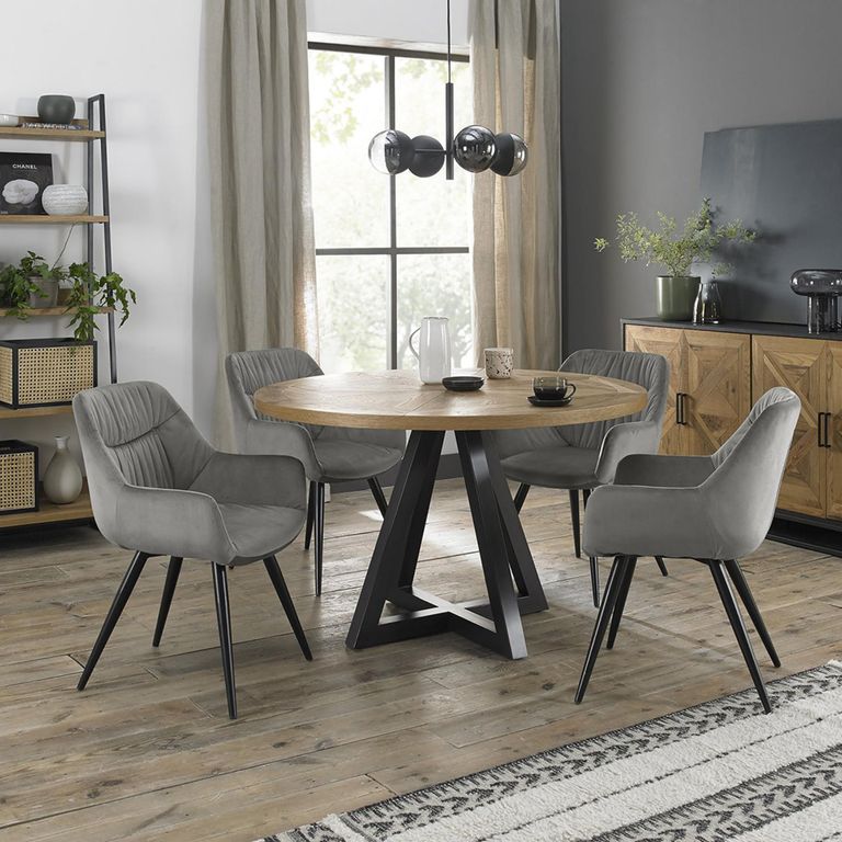 Dali Dining Chairs - Set of 2 - Grey Velvet - Black Legs