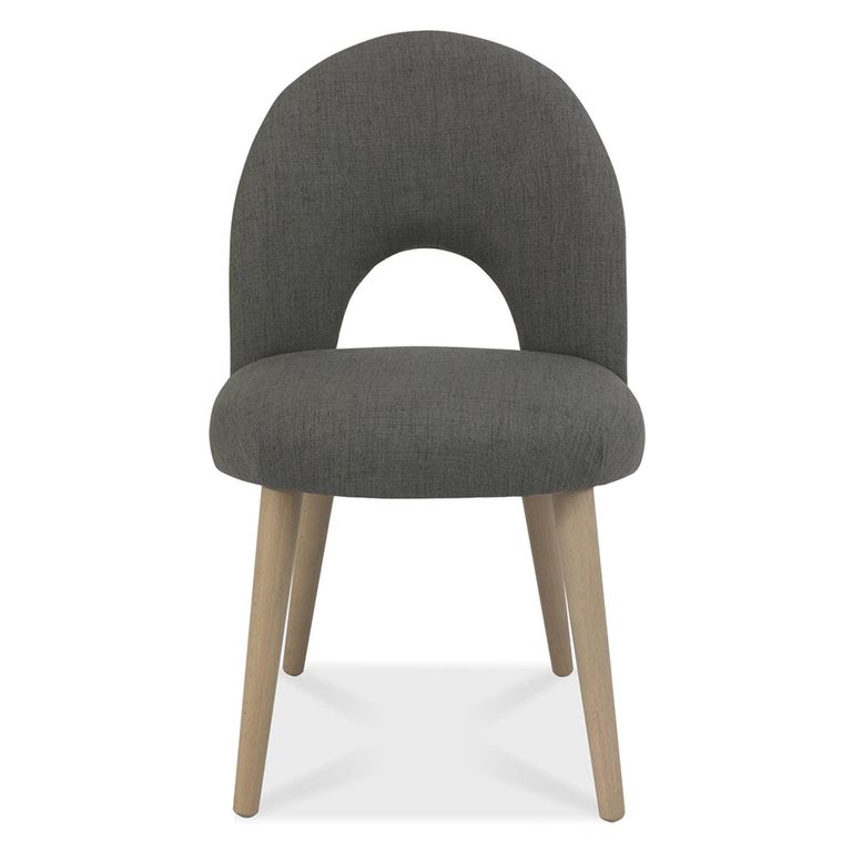 Dansk Scandi Oak Dining Chairs - Set of 2 - Upholstered - Cold Steel Fabric