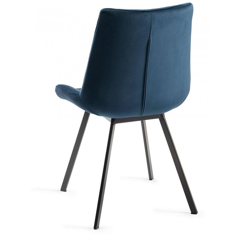 Fontana Dining Chairs - Set of 2 - Blue Velvet - Black Legs