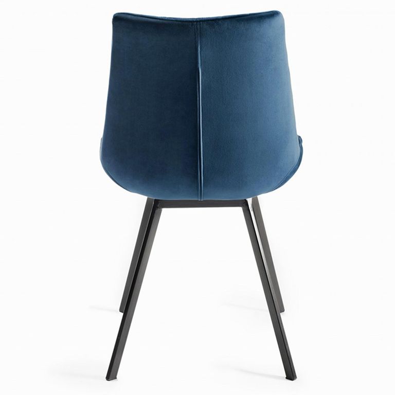 Fontana Dining Chairs - Set of 2 - Blue Velvet - Black Legs