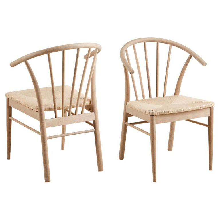 Cassandra Dining Chair - Set of 2 - Oak - Spindle Curved Back