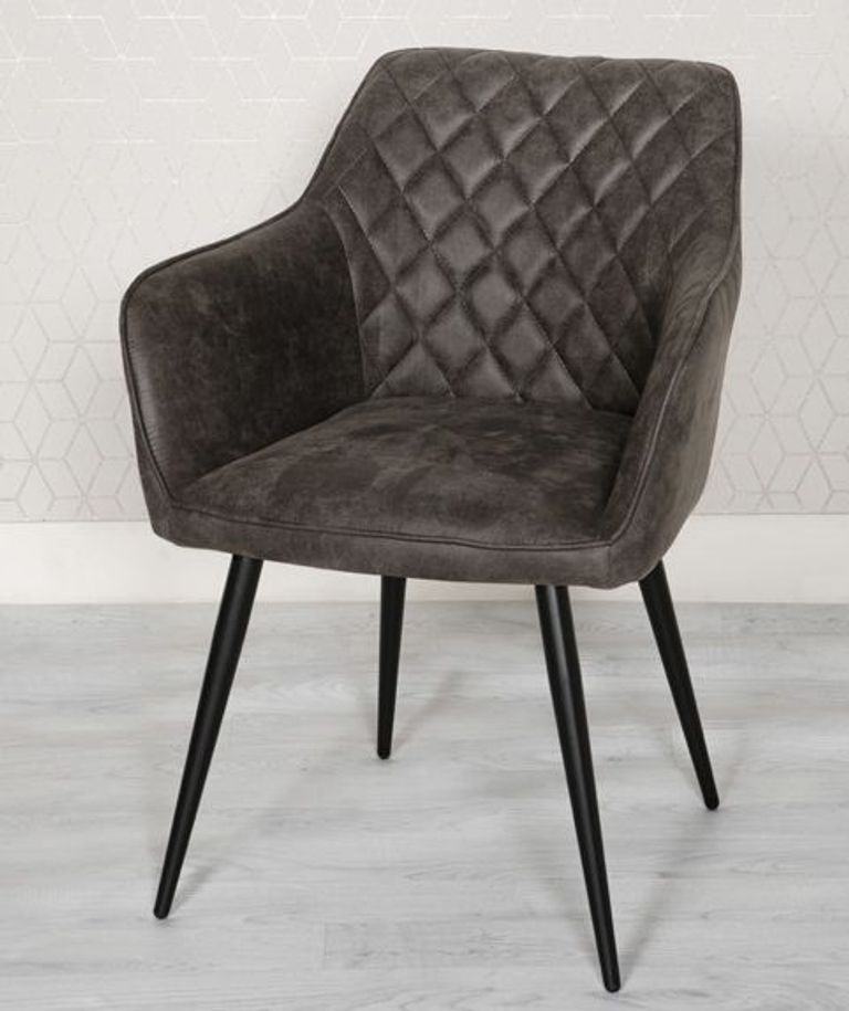 Charlie Dining Chair - Set of 2 - Grey Faux Leather