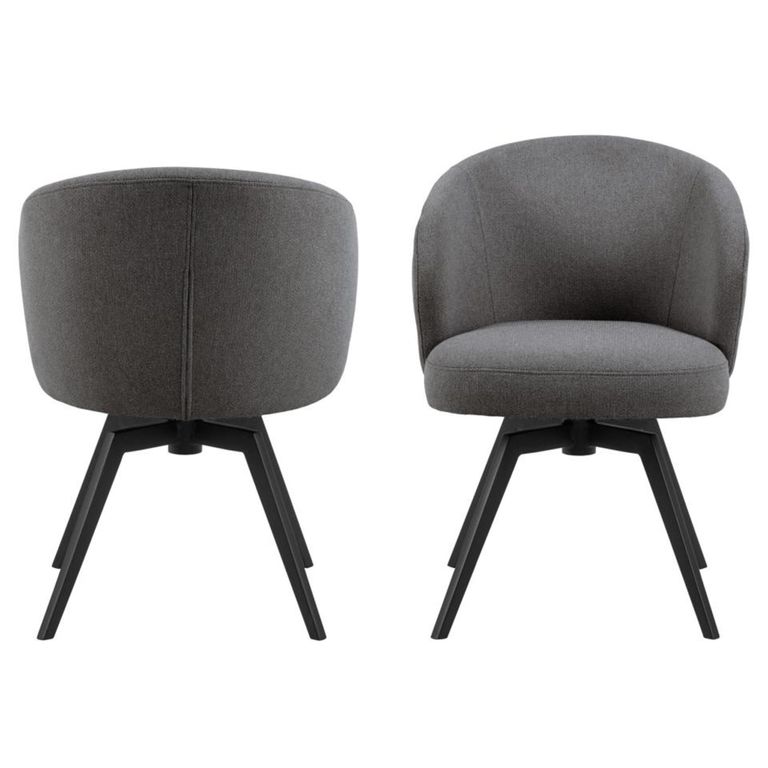 Darlene Swivel Dining Chair - Set of 2 - Grey Fabric
