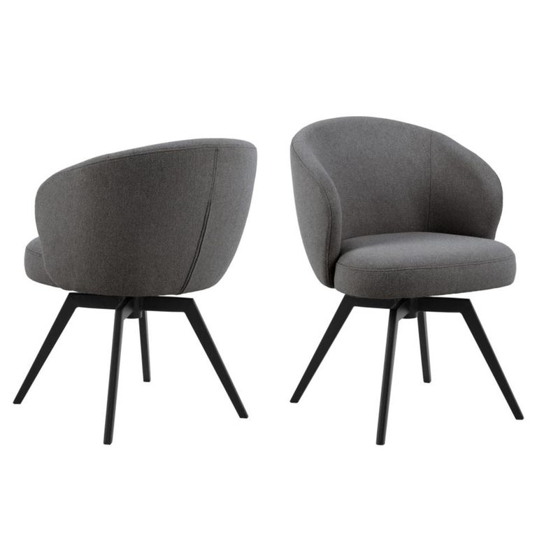 Darlene Swivel Dining Chair - Set of 2 - Grey Fabric