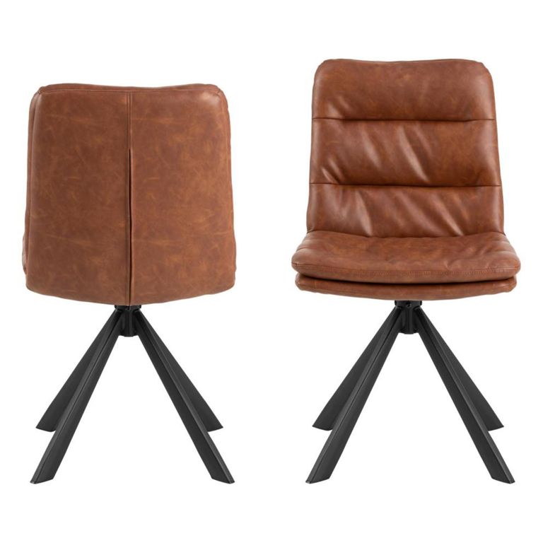 Dean Swivel Dining Chair - Set of 2 - Retro Brandy Faux Leather