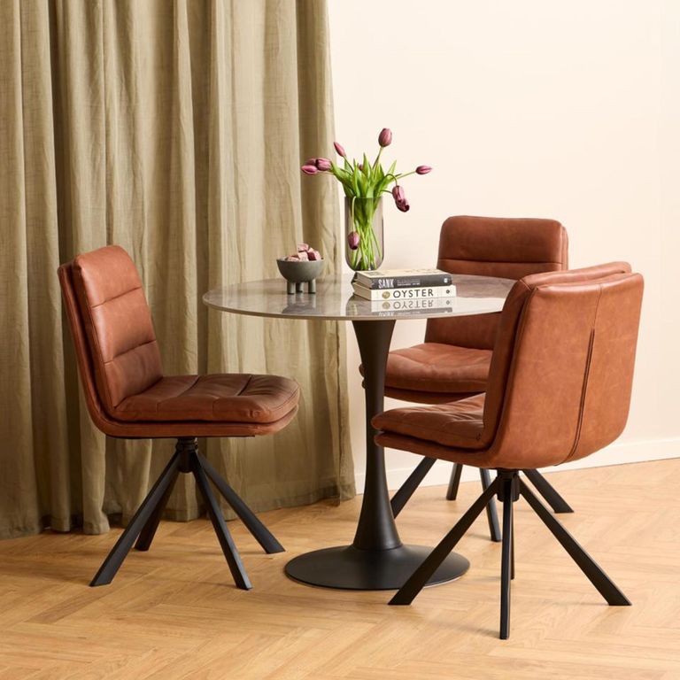 Dean Swivel Dining Chair - Set of 2 - Retro Brandy Faux Leather