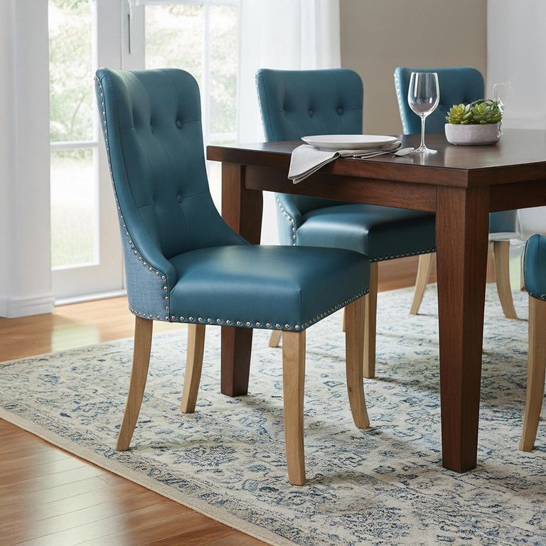 Dorset Dining Chair - Hug - Set of 2 - Blue Faux Leather