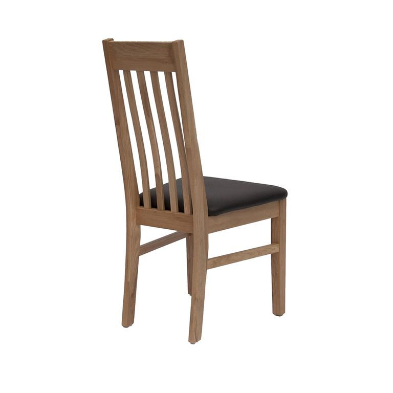 Perugia Dining Chair - Set of 2 - Oak - Dark Brown Leather