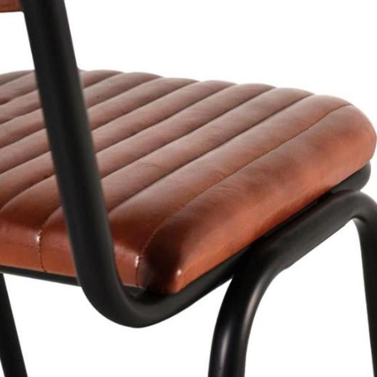 Idle Dining Chair - Industrial Style - Brown Leather - Set of 2