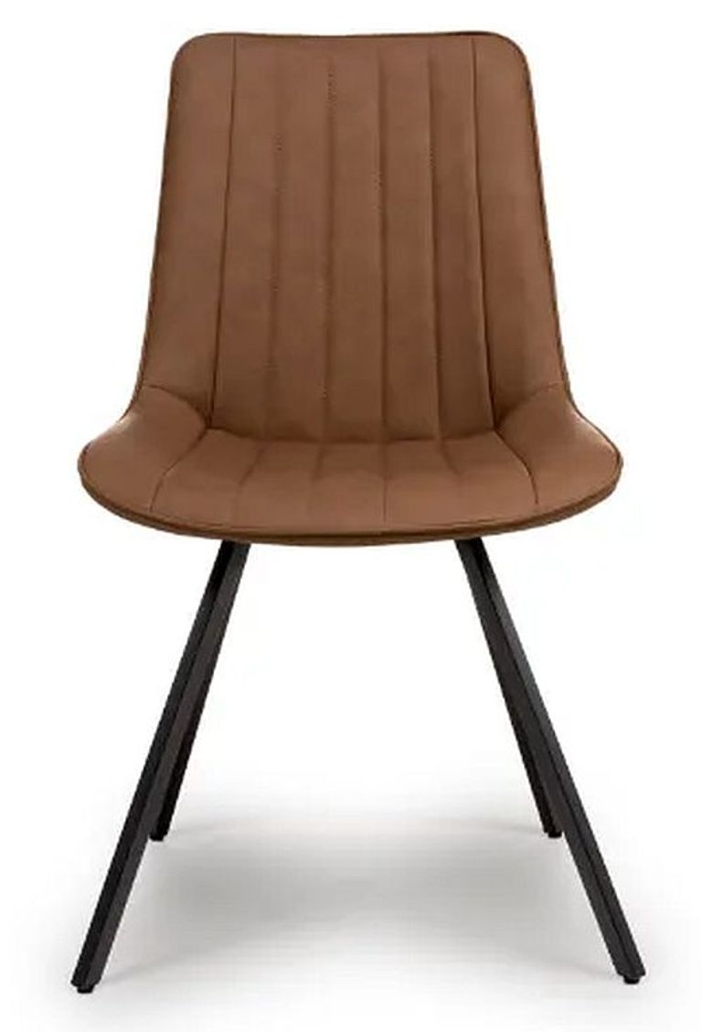 Miro Dining Chair - Set of 2 - Tan Brown Faux Leather