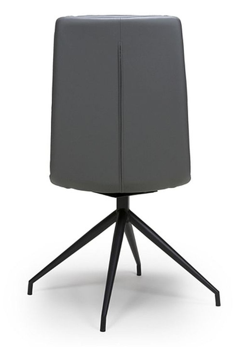 Nobo Swivel Dining Chair - Set of 2 - Grey Faux Leather - Black Legs