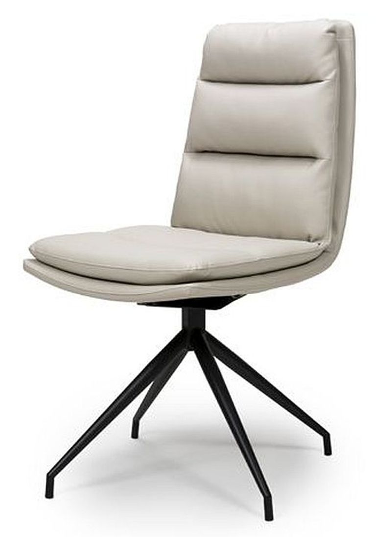 Nobo Swivel Dining Chair - Set of 2 - Taupe Faux Leather - Black Legs