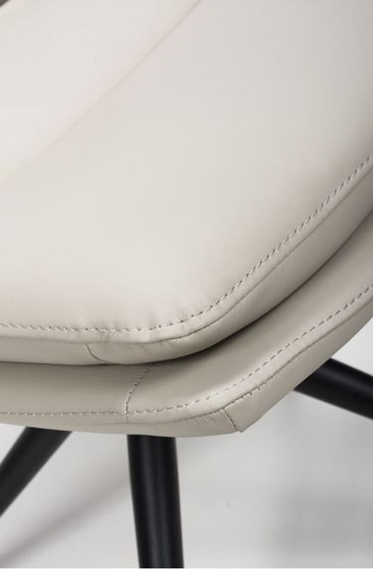 Nobo Swivel Dining Chair - Set of 2 - Taupe Faux Leather - Black Legs