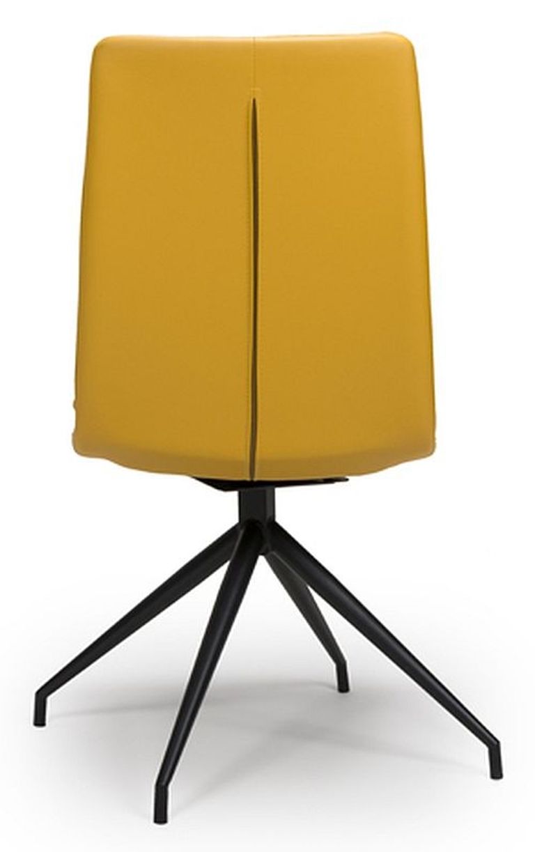 Nobo Swivel Dining Chair - Set of 2 - Yellow Faux Leather - Black Legs