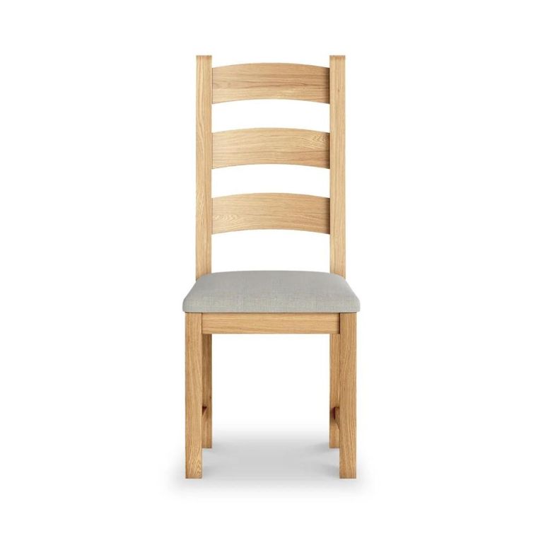 Normandy Dining Chair - Set of 2 - Beige Fabric - Ladder Back Oak