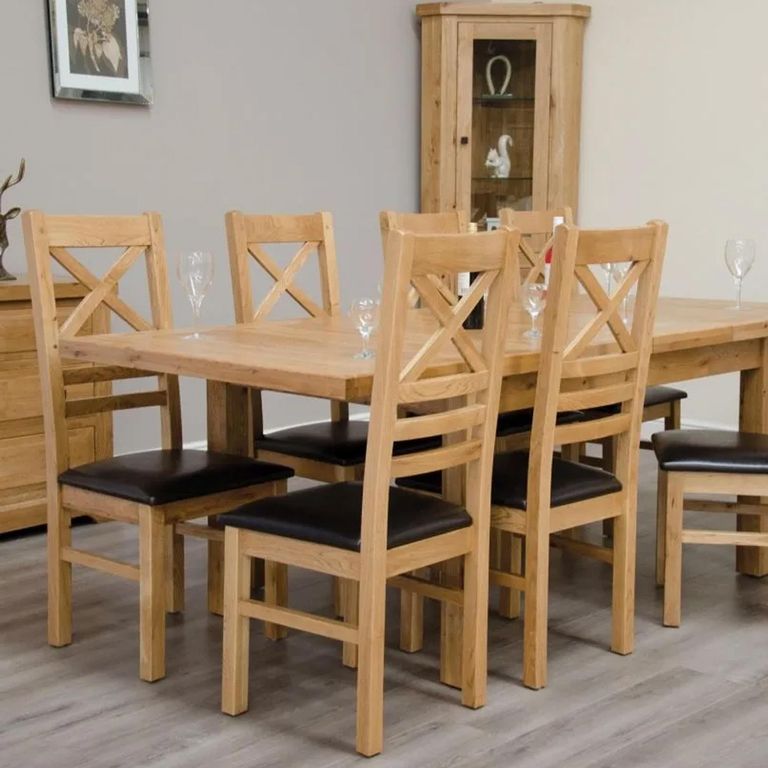 Deluxe Dining Chair - Set of 2 - Cross Back - Oak
