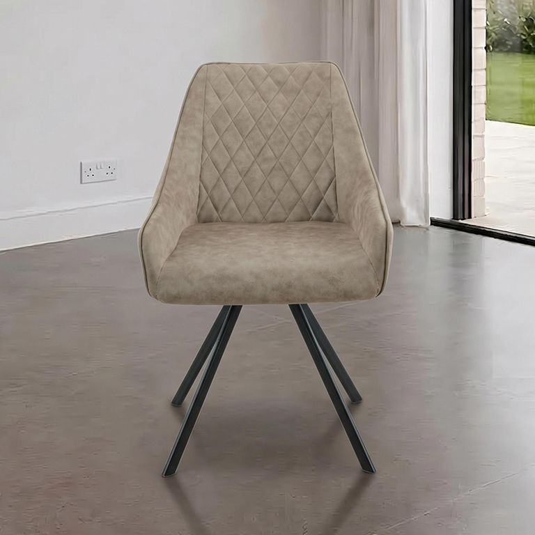 Bali Swivel Dining Chair - Set of 2 - Mink and Black - Fabric