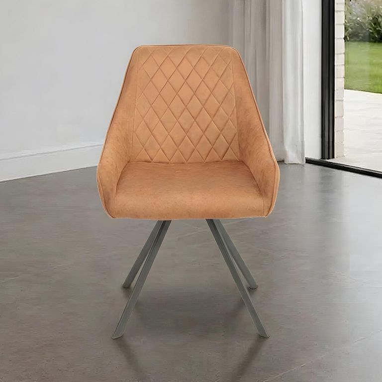 Bali Swivel Dining Chair - Set of 2 - Tan and Black - Fabric