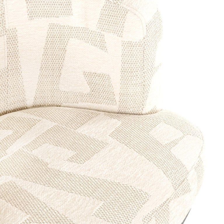 Cheyenne Beige Fabric Graffic Swivel Dining Chair with Black Legs