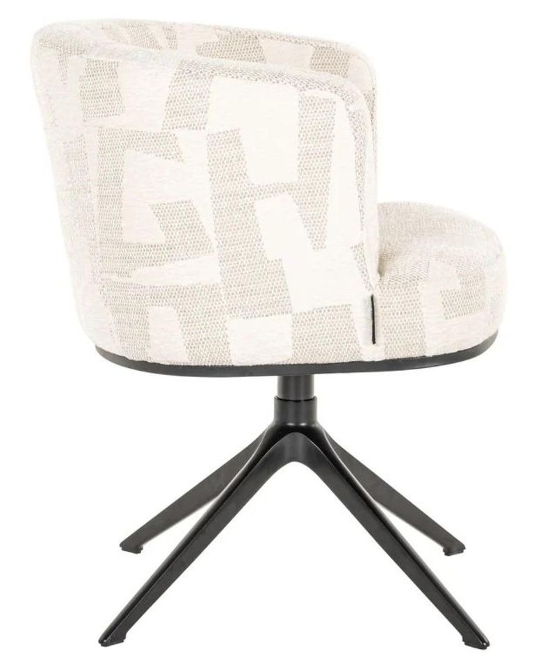 Cheyenne Beige Fabric Graffic Swivel Dining Chair with Black Legs