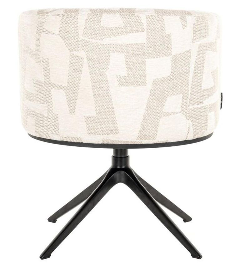 Cheyenne Beige Fabric Graffic Swivel Dining Chair with Black Legs