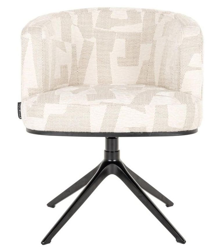 Cheyenne Beige Fabric Graffic Swivel Dining Chair with Black Legs