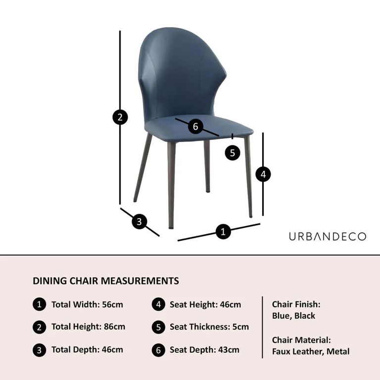 Clearance - Elaine Dining Chair - Blue Leather